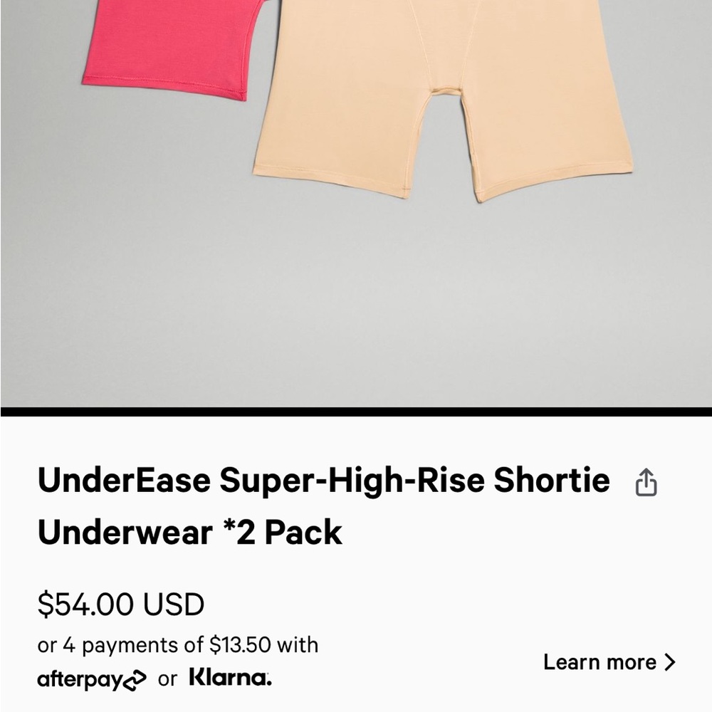 NIB Lululemon UnderEase Shortie 2 pack